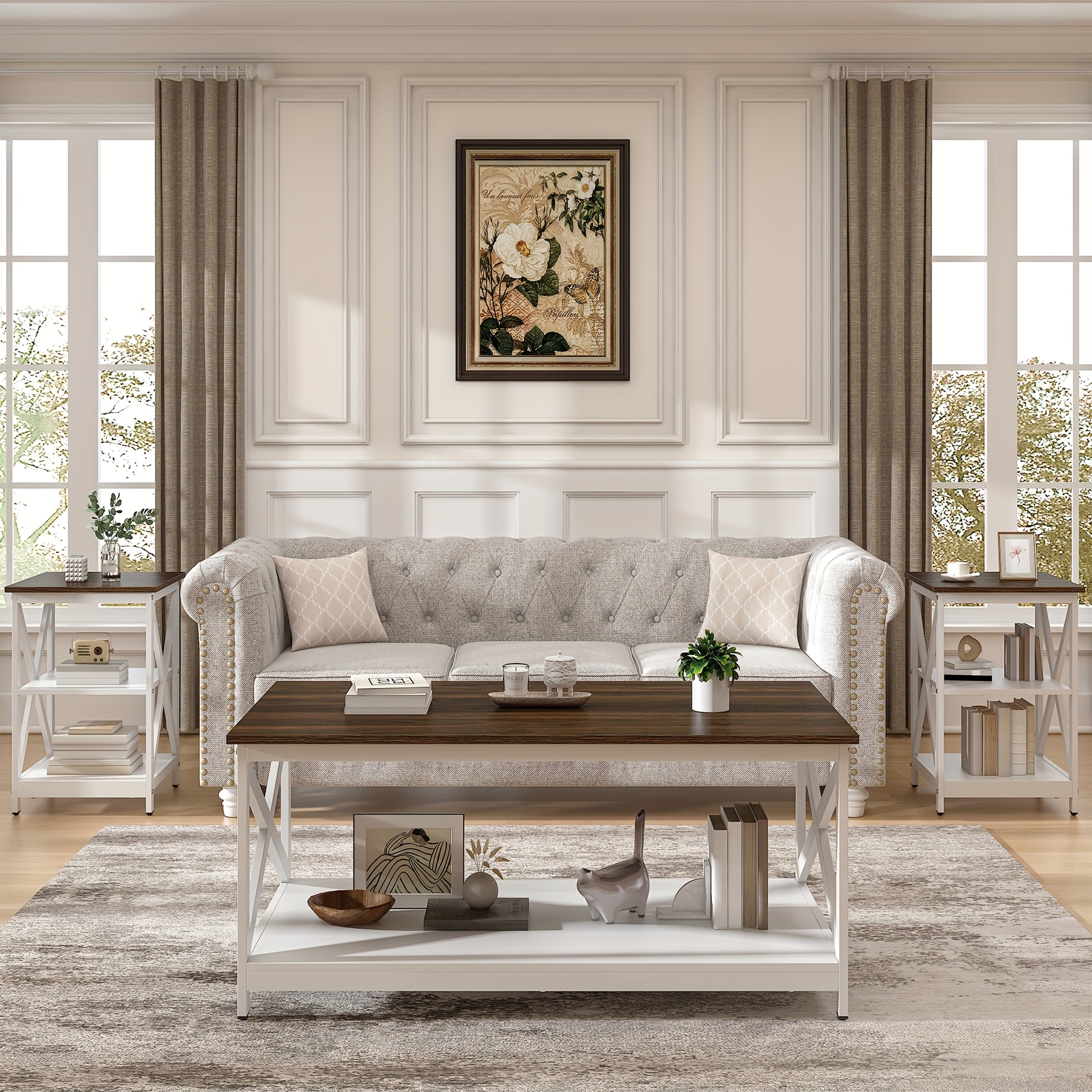 living room coffee table three piece set, leisure coffee