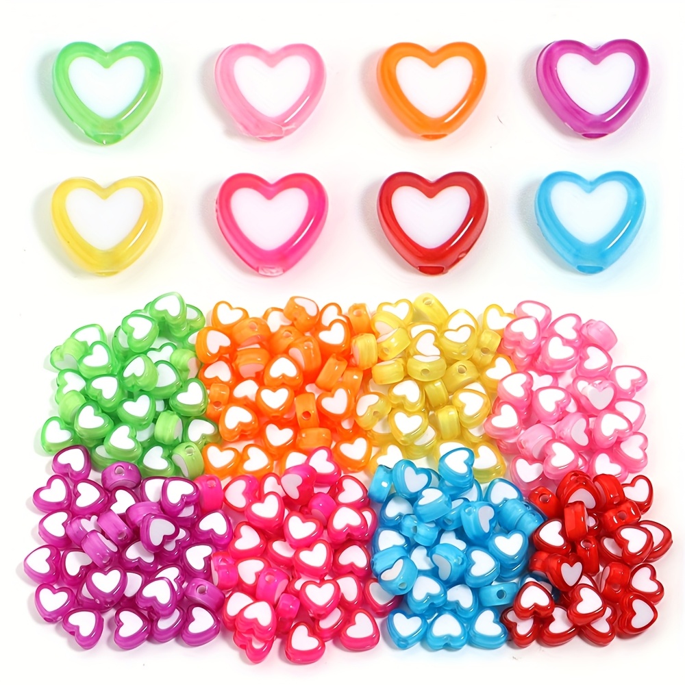 

200pcs Vibrant Pink, Red, Blue & Multicolor Acrylic For Making - Valentine’s Day Gifts, Couples Bracelets & Craft Projects, Charms For Jewelry Making