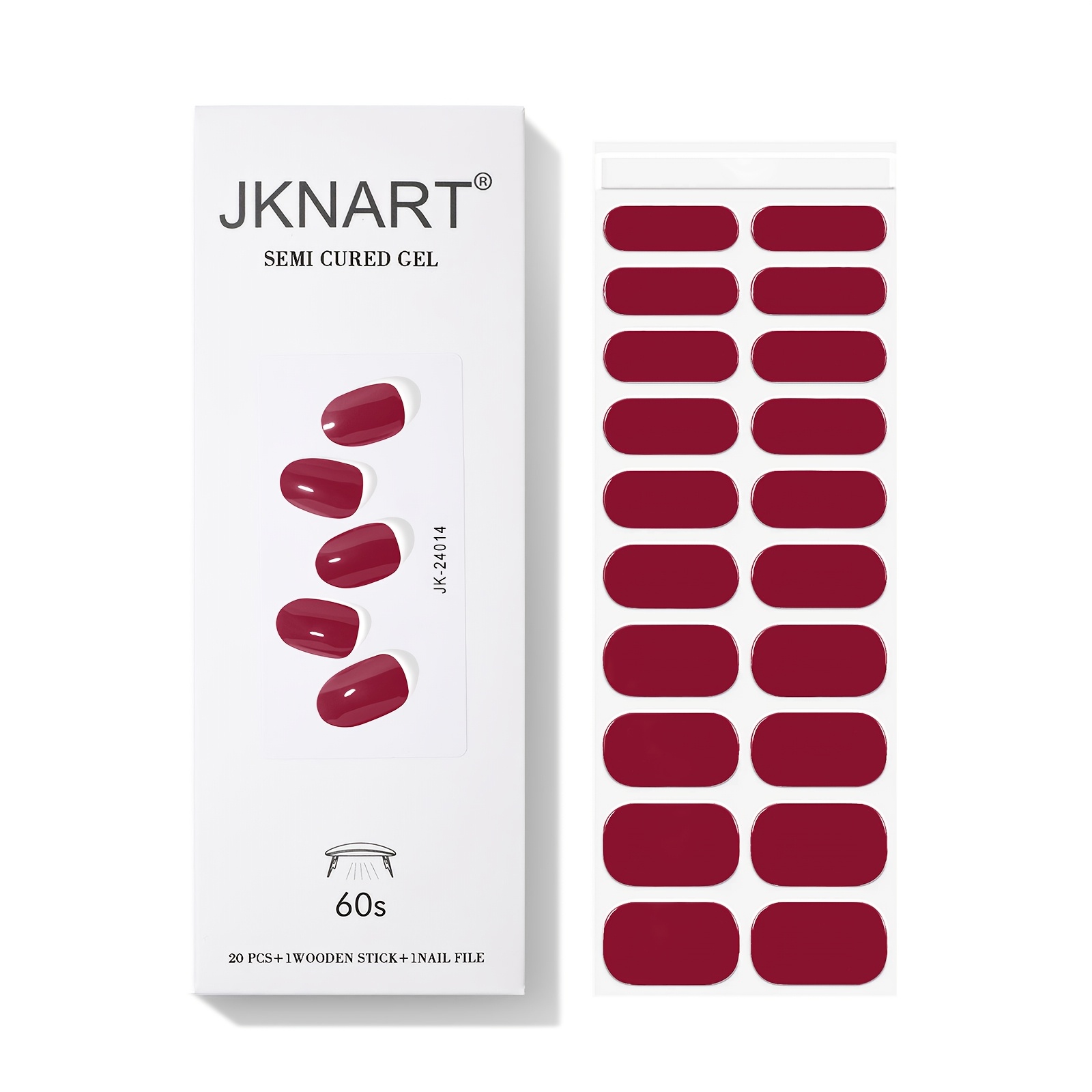 

Jknart 20pcs Red Semi-cured Gel Nail Wraps - Uv/led Lamp Required, & Remove, Salon-quality, No Scent, Sparkle For Women, Full Coverage, Soft Gel, Nail Stickers