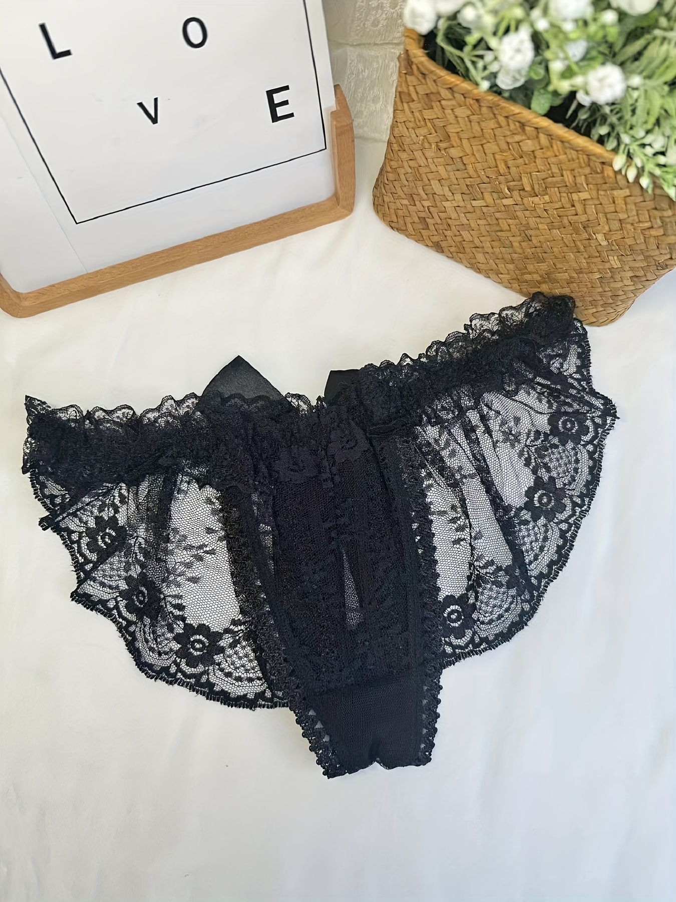 bragas encaje sexy mujer semi transparentes negras Temu