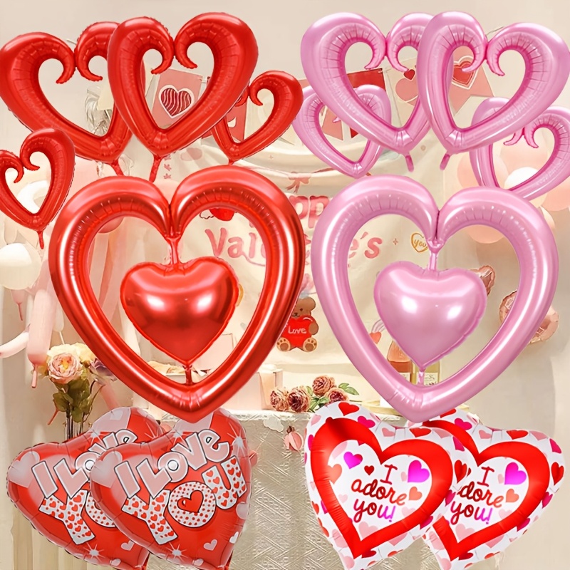 

16pcs Romantic Heart Balloon Set, Aluminum Film Love Balloons For Valentine's Day, Engagement, Wedding Party Decorations, Photo Props, No Electricity Needed