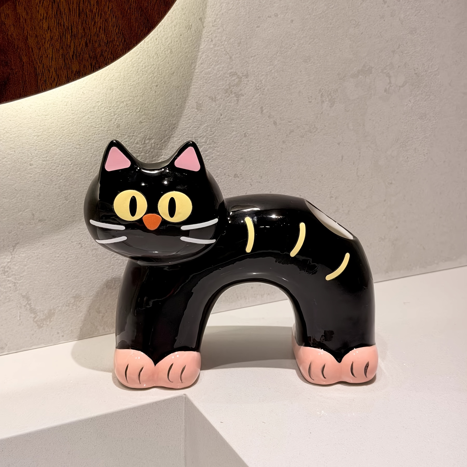 TEMU Novelty Arch Cat Toothbrush Stand, Ceramic Electric Toothbrush Organizer, Cute Bathroom Countertop Decor