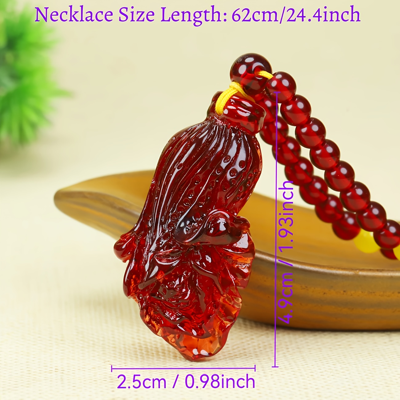 Bohemian Style Blood Red Amber Money Bag Necklace