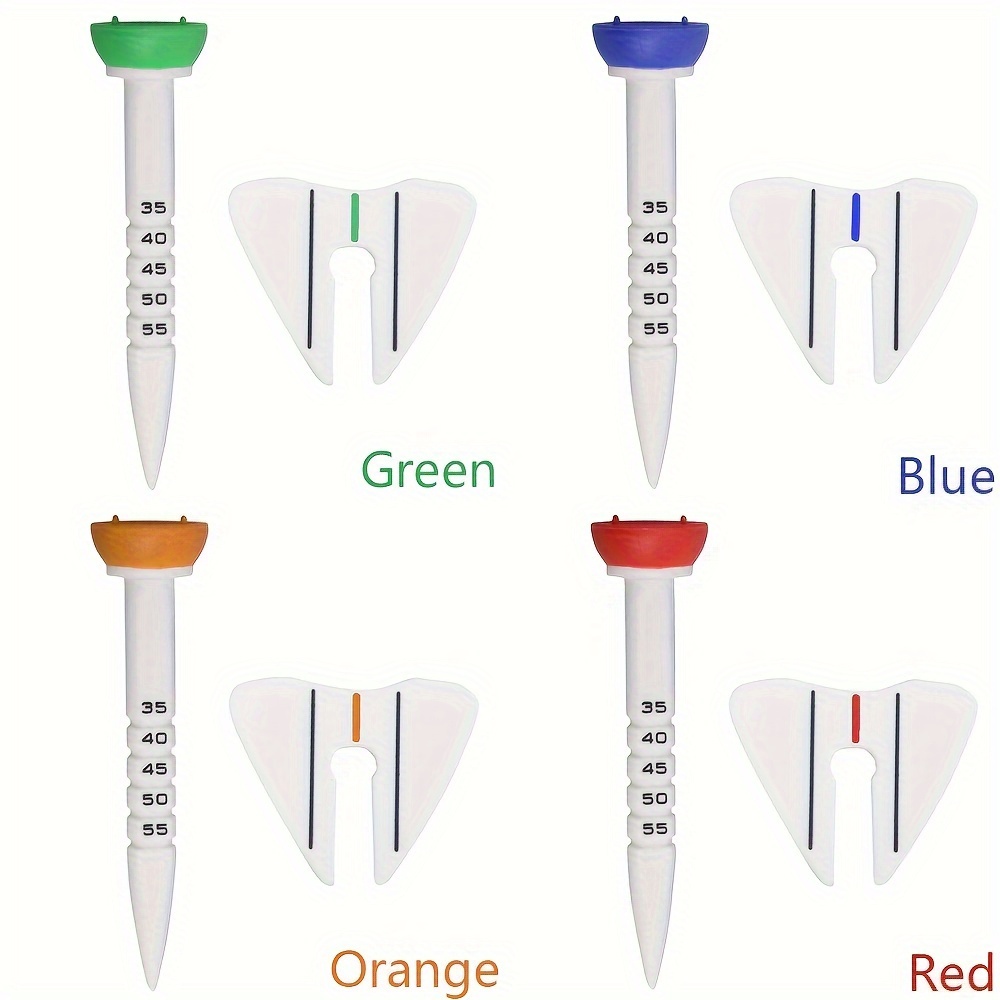 Image of 4pcs Adjustable Double Layer Golf Tee Markers - Height-adjustable Tee Height With Aid, Plastic/ Ball Holders Suitable For Ball Marking (///)