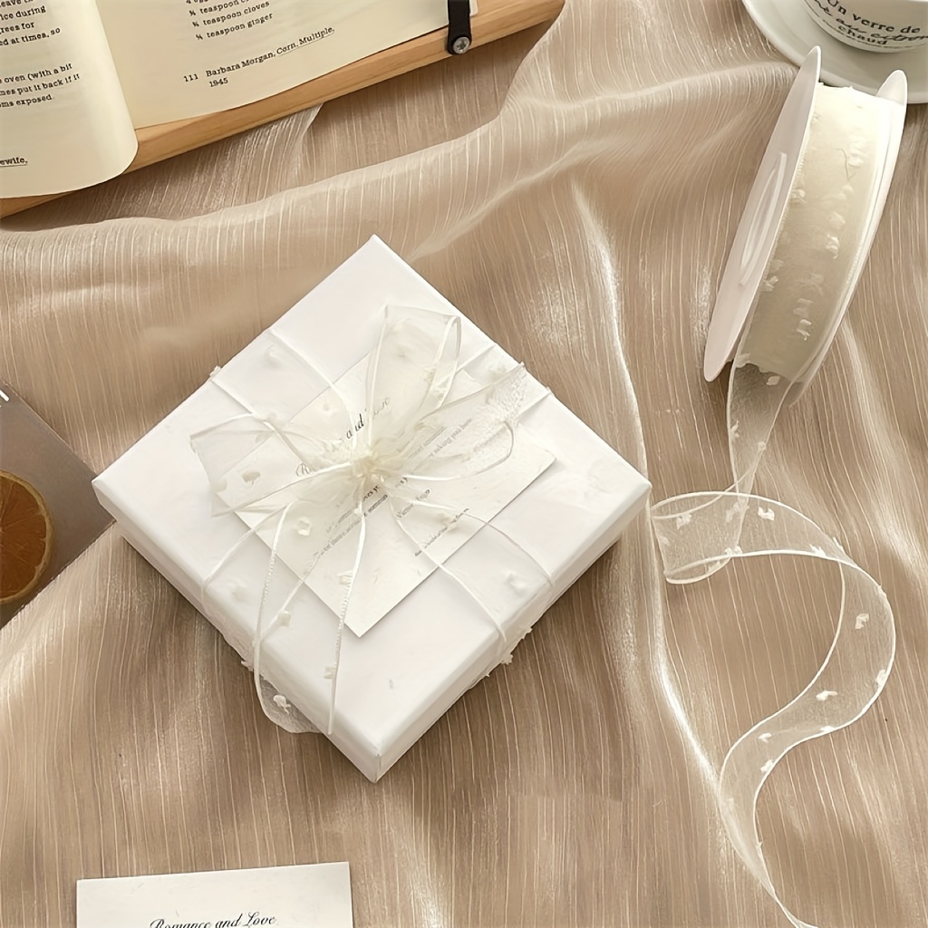 Gauze Ribbon Snow Gauze Dotted Ribbon Gift Packaging Rope Bow Tie Floral Holiday Gift Birthday Gift Tie Gift Polka Dot Cake Gift Packaging Colorful Transparent Webbing