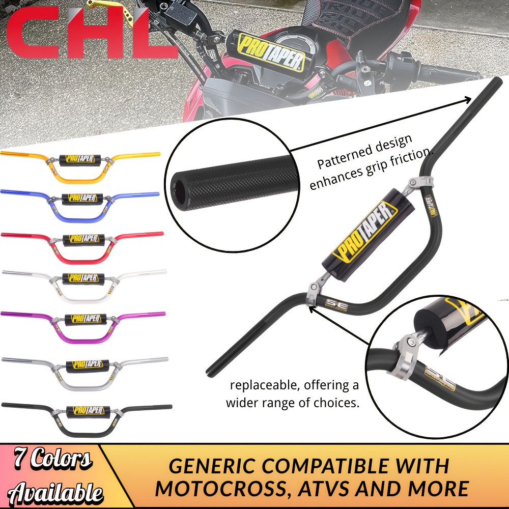 Dirt Bike Handlebars Motorcycle Handle Bars 1 1/8" 28mm 120mm Rise CNC Universal For Dirt Pit Bike ATV ADV Supermoto Enduro Motocross Motorcycle Off Road Orange