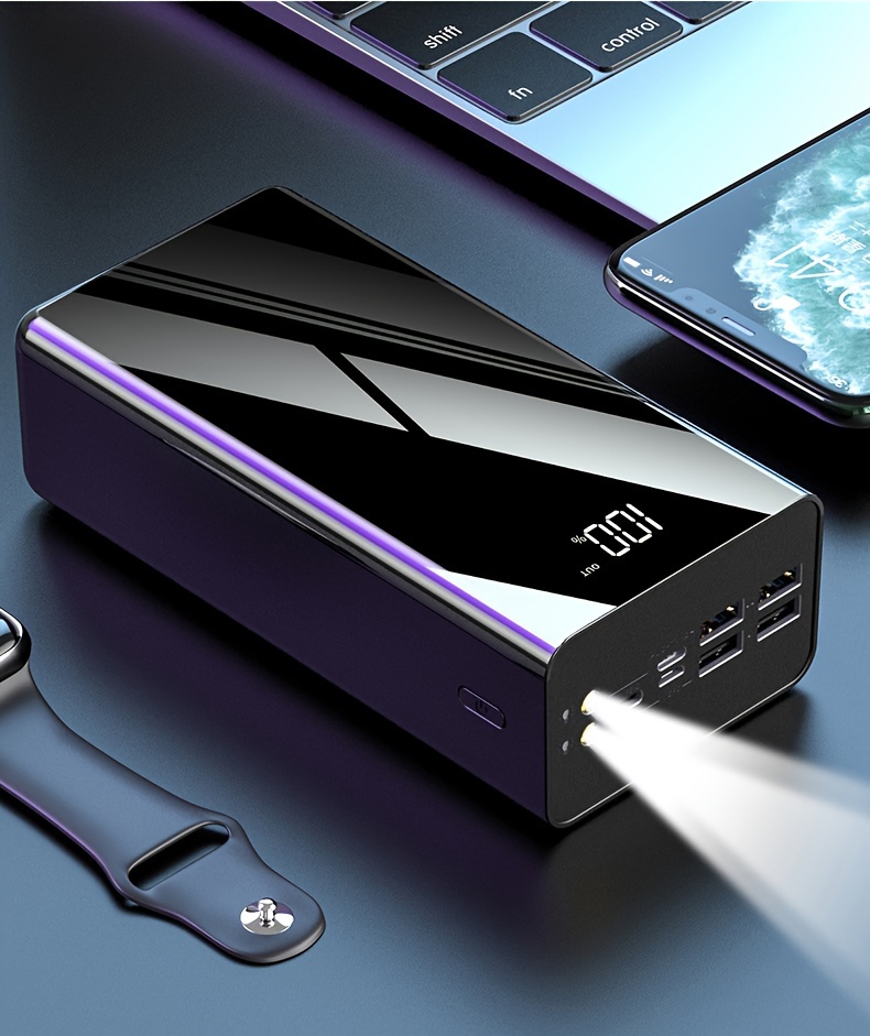 50000mAh Large Capacity Mobile Power Bank With Lighting/LED Power Display/multiple Type-C/Micro/USB Ports, Can Quickly Charge Mobile Phones/electronic Products And Other Devices, Portable Emergency Power Supply Device For Outdoor Travel, Gift
