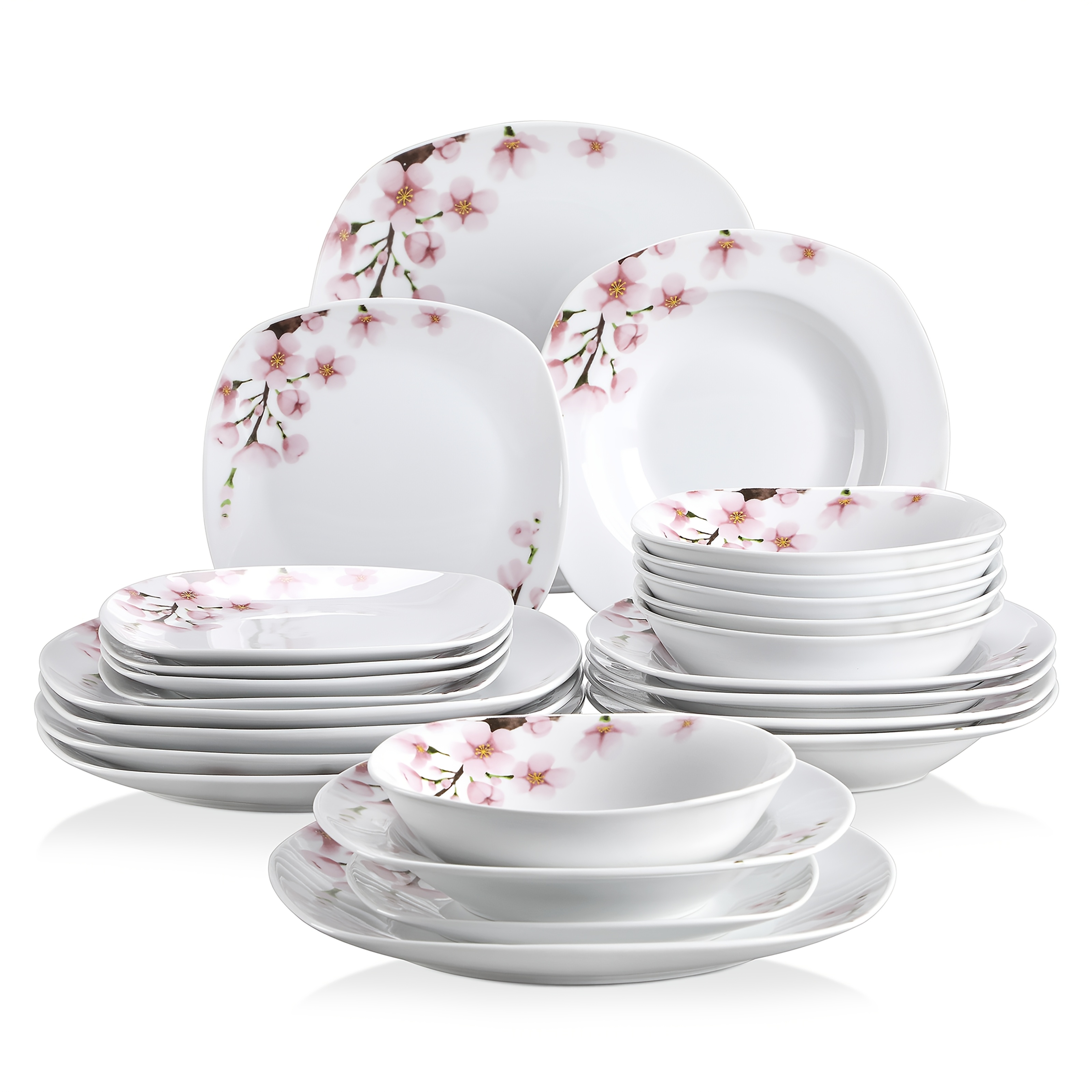 TEMU 24pcss Dinner Sets, Plates And Bowls Sets, 24pcs Dinnerware Set Round Dinner Set For 6, Scratch Resistant Dishes Set, Dishwasher And Microwave