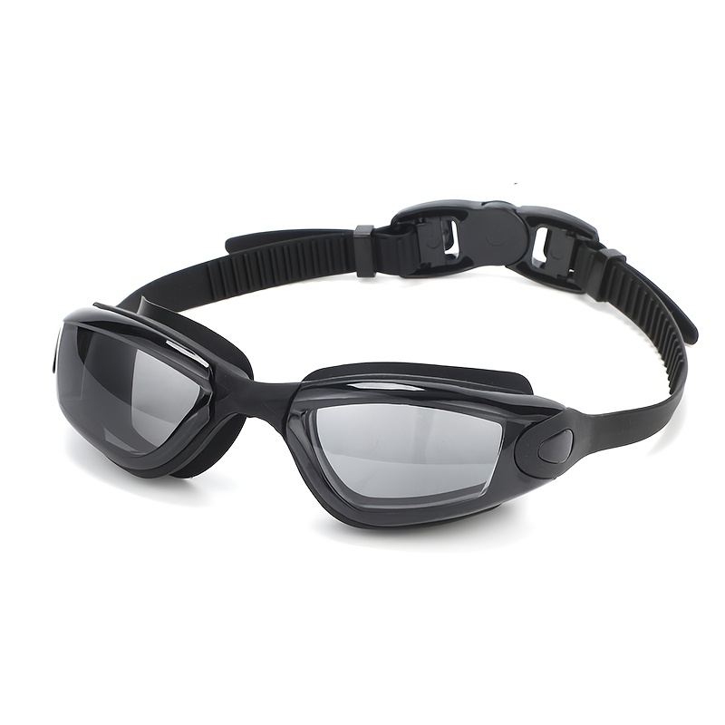 

1 Paire de Lunettes de Natation Anti-Buée et Protection UV pour Adultes - Monture en Silicone Noire, Verre Transparent, Sangle Ajustable, Confortable pour