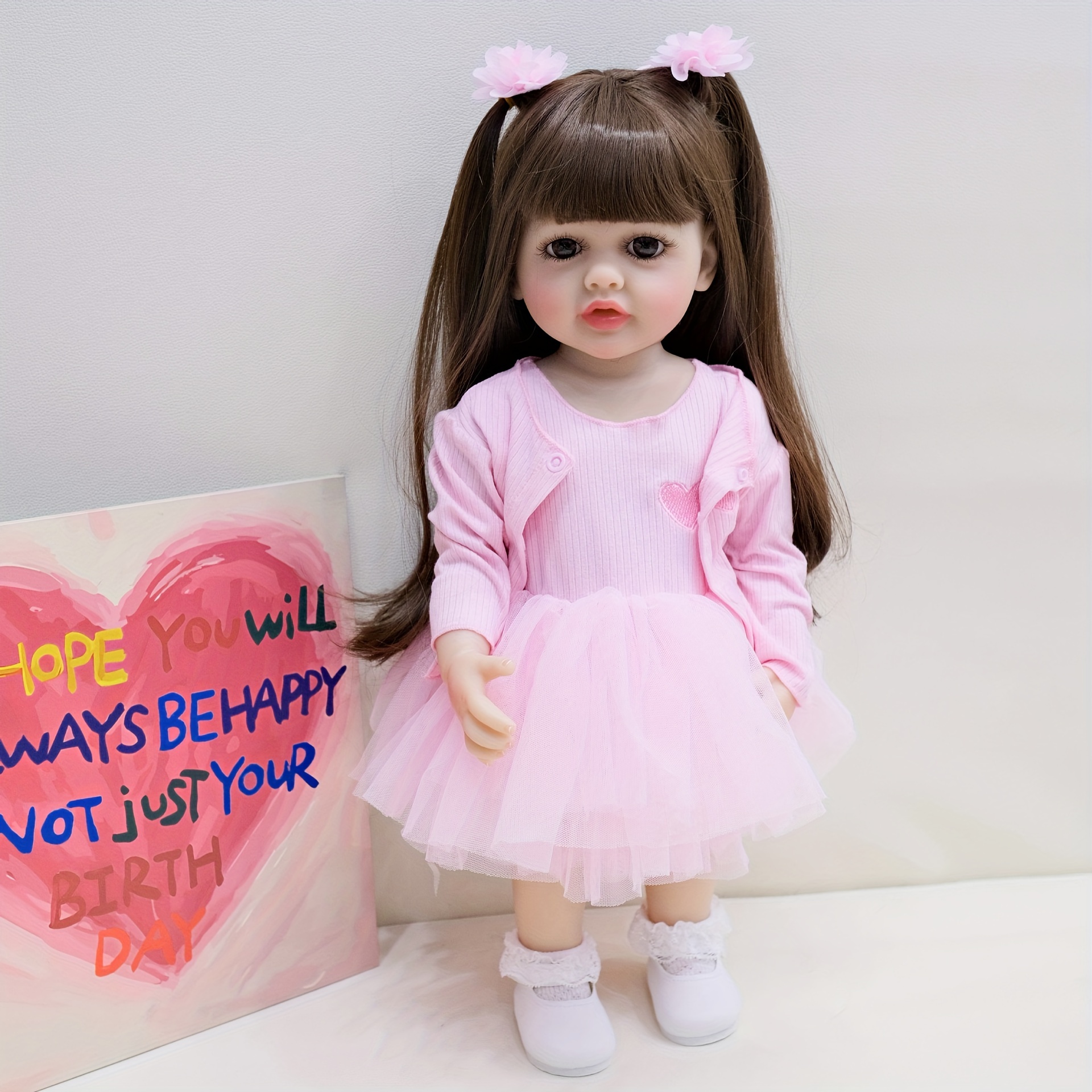 Muñeca GAGAKU Con Pelo Suave | 30 Cm De Altura | Ropa Rosa | Ideal Para Niños A Partir De 3 Años