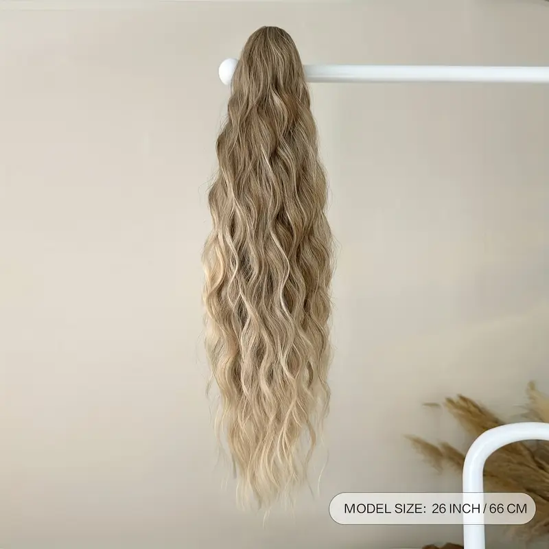 deep wave synthetic ponytail extensions for women adjustable drawstring hairpiece for daily use secure clip on natural look hair types ponytail hair extensions wavy hairpiece quick hairstyle solution details 3