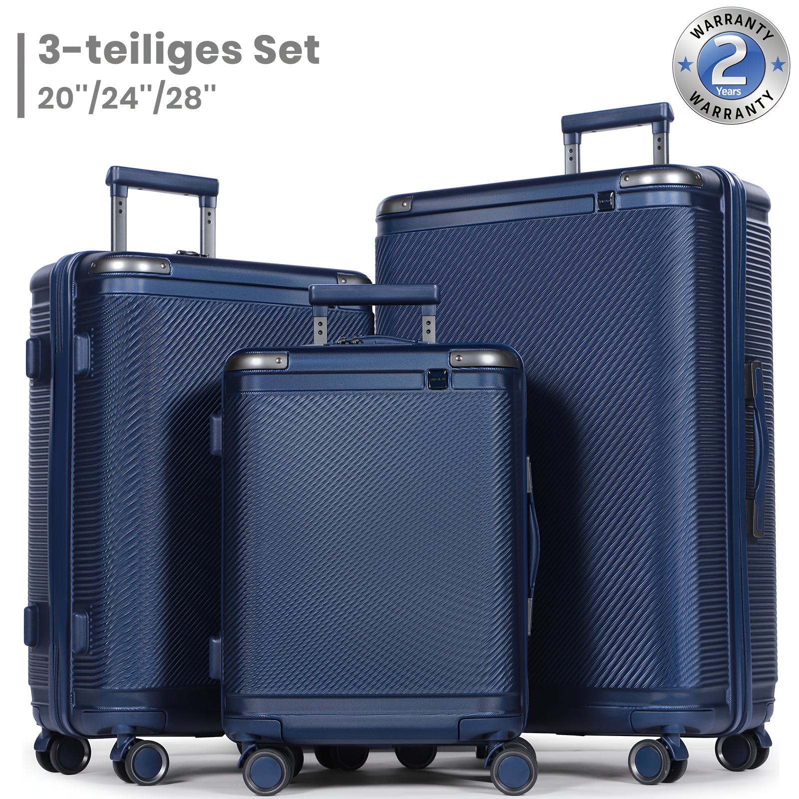 Three-piece Luggage Set, Featuring A Travel Suitcase With Adjustable Telescopic Handle, An Abs Case With And Soft Wheels, A Cabin Bag, And Unisex Wheeled Luggage