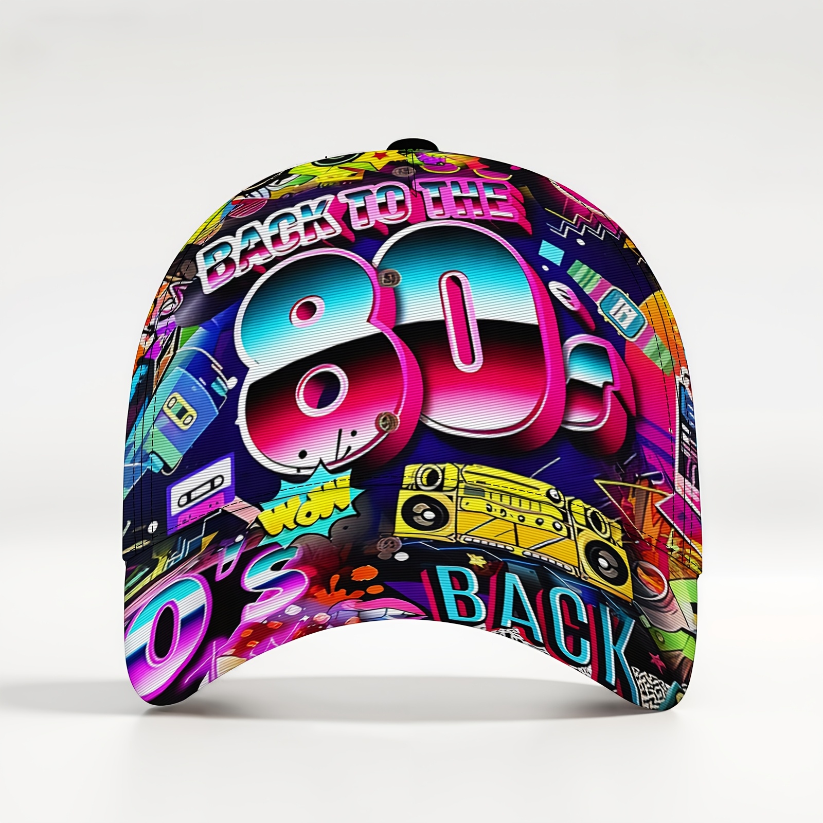 TEMU 1pc Back To The 80s Retro Unisex Lightweight Versatile Baseball Cap, Street & Outdoor, Breathable Adjustable Sunshade Hat