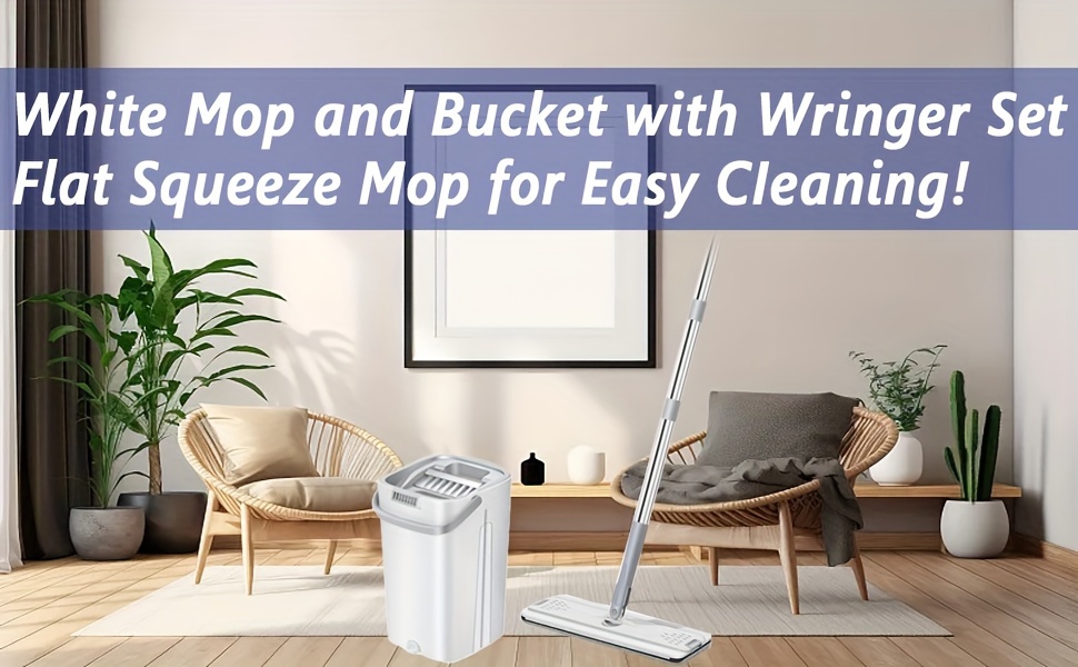 versatile mop and bucket set with reusable microfiber pads   washing   floor wall cleaning on tile marble wood ideal for kitchen bathroom living room christmas gifts wet and dry dual use cleaning cleaning tools details 0