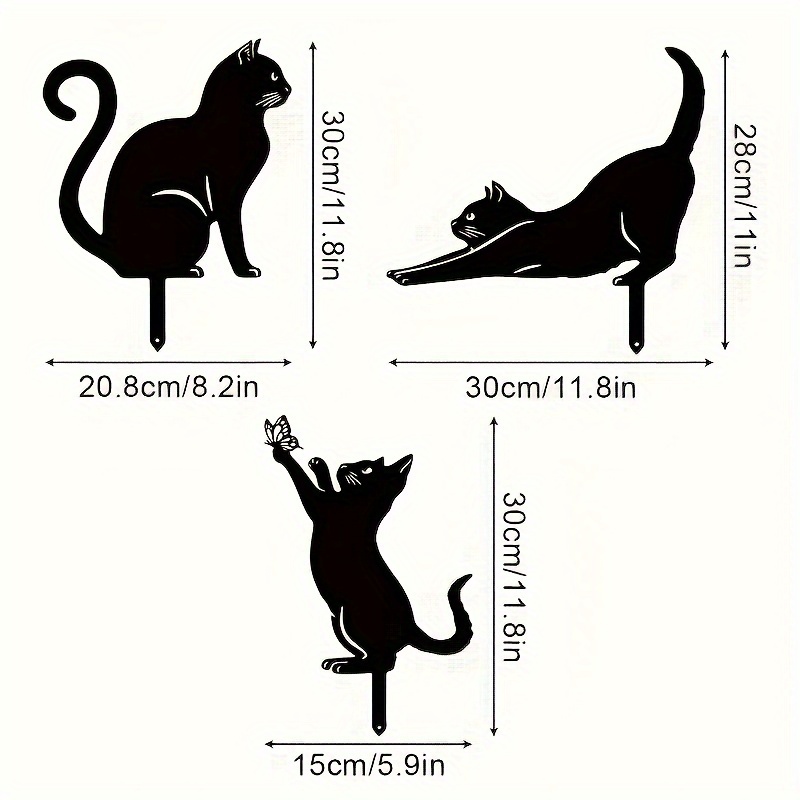 Metal Black Cat Silhouette - Versatile Home & Garden Decor, No-power Outdoor Animal Figurine