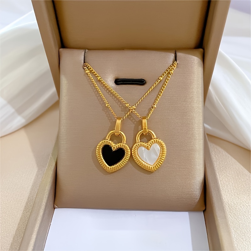 

Elegant 2pcs Heart Pendant Necklace Set - Vintage Minimalist Style, Alloy, & - Ideal Gift For Her On Valentine's Day, Anniversary, Thanksgiving, Christmas, Birthday, For Valentine