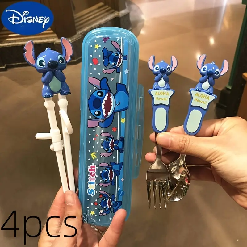 4pcs training chopsticks and 304 stainless steel fork and spoon cartoon novelty style with box princess and portable learning chopsticks cute tableware suitable for beginners outdoor camping accessories home supplies birthday christmas gift Product details 1