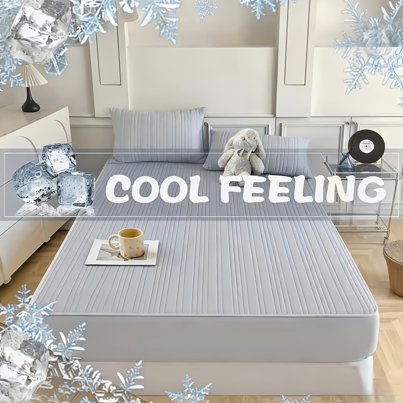 TEMU 1pc Cooling Bed Sheet Suitable For Hot Sleepers - Quilted Cooling Fitted Mattress Cover With Fit, Breathable Bedspread For Single/double Beds,