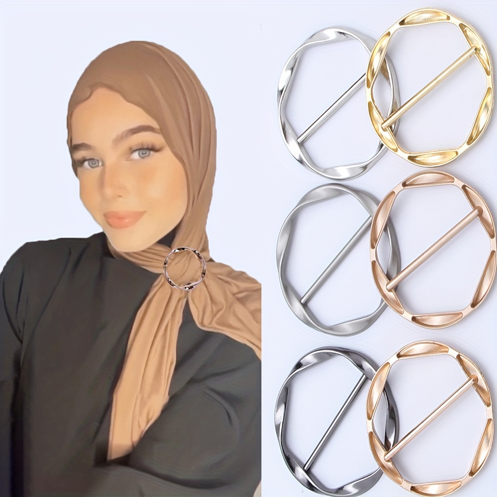 

1pc Women's Scarf Pin, Simple Style Buckle, Scarf Ring, Ramadan Middle Eastern Headscarf Secure Clasp, Fashion Accessory