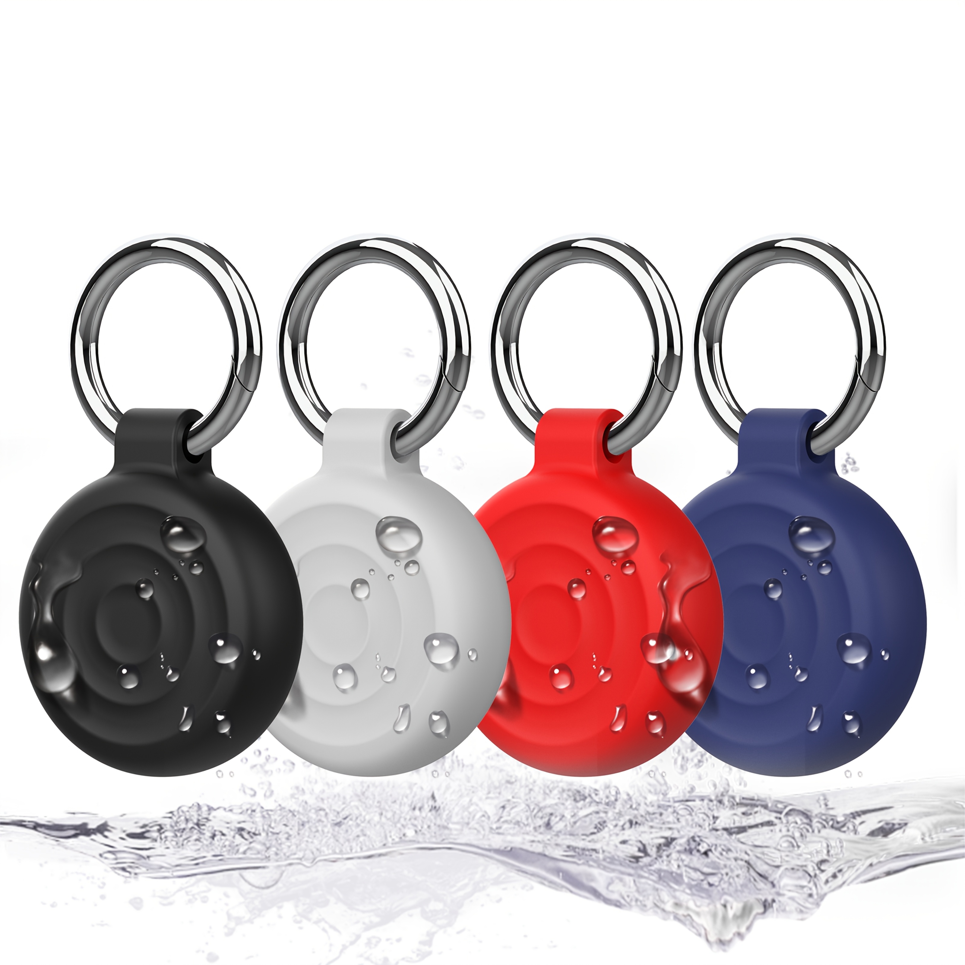 4-pack Silicone Protective Case With Keychain For Airtag Locator, Ripple Protective Case, Good Sealing, Anti-drop - Protect Your Airtag, Is The For Such As Keys, Luggage, Cameras, Equipment, Pets