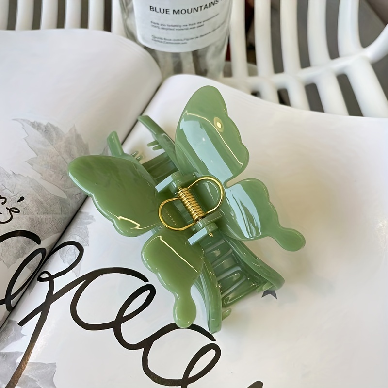 TEMU 1pc11cm Large European And Green Clip Retro Acrylic Clip High-grade Hair Shark Clip Clip Temperament Hair Accessories