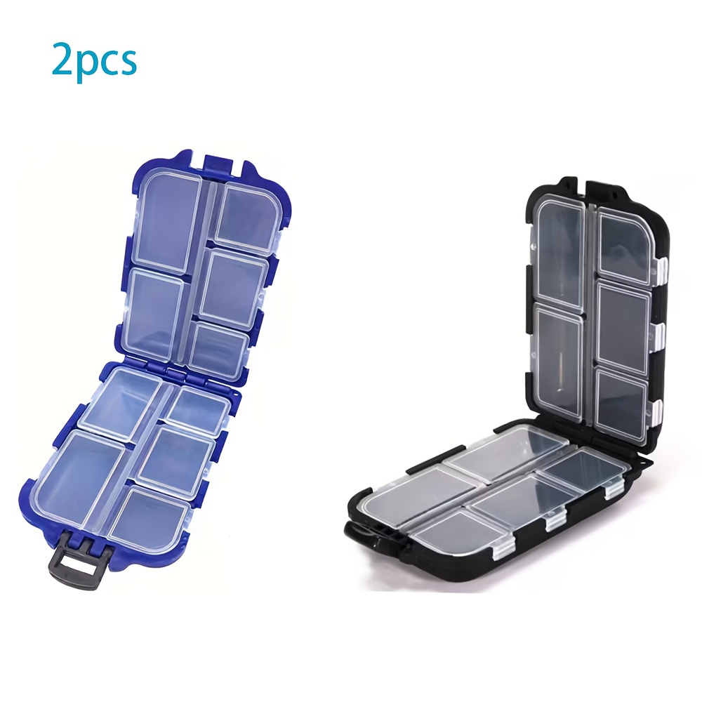 TEMU 2pcs Double-sided 10-grid Fishing Tackle Box &ndash; Waterproof Durable Pp Organizer, Portable Lure And Hook Storage Case, 2 Colors, Ideal For And Outdoor Camping