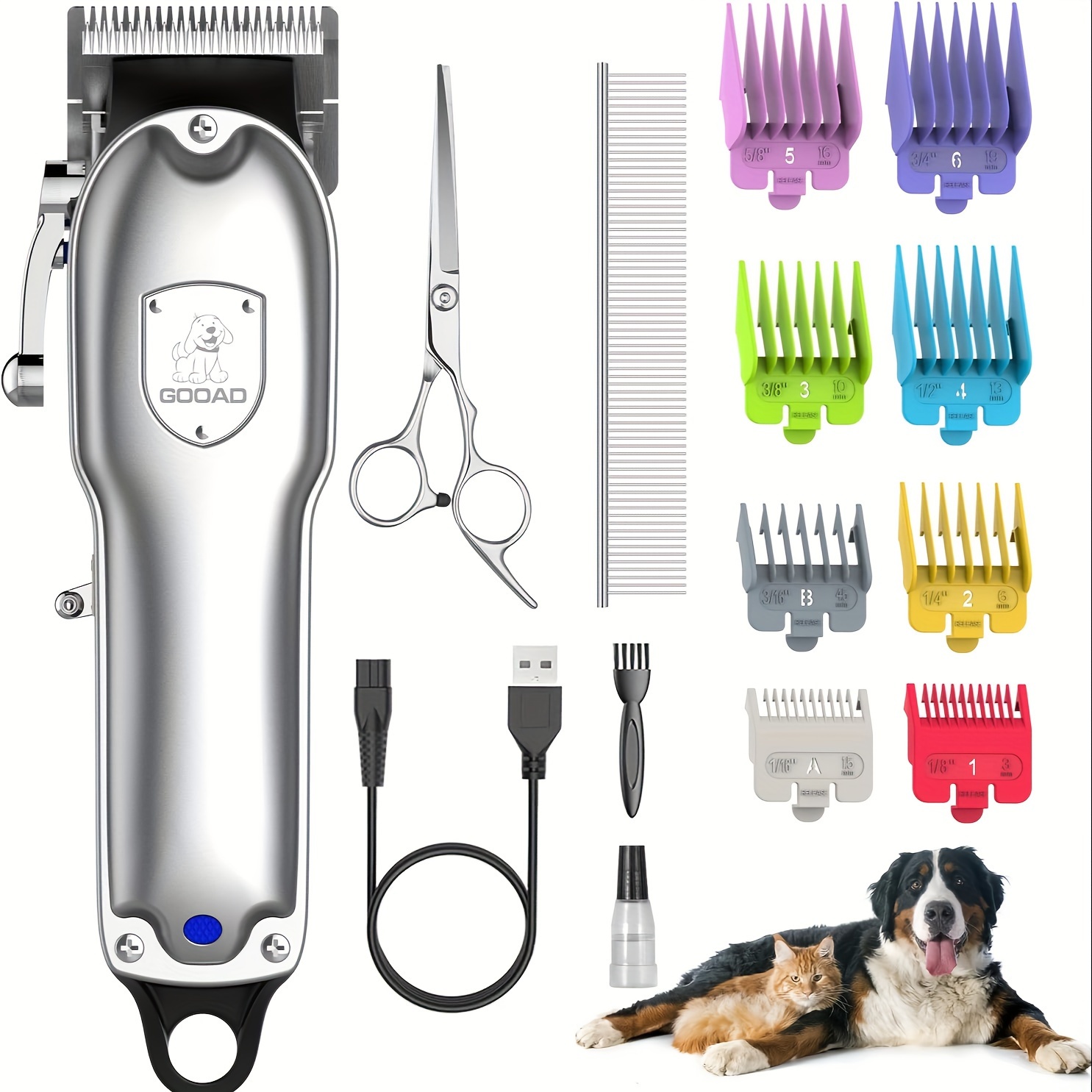 

Gooad Dog Clippers For Grooming, Dog Grooming Kit, Cordless Dog Grooming Clippers For Thick Coats, Dog Hair Trimmer, Low Noise Dog Shaver Clippers, Quiet Pet Hair Clippers For Dogs Cats