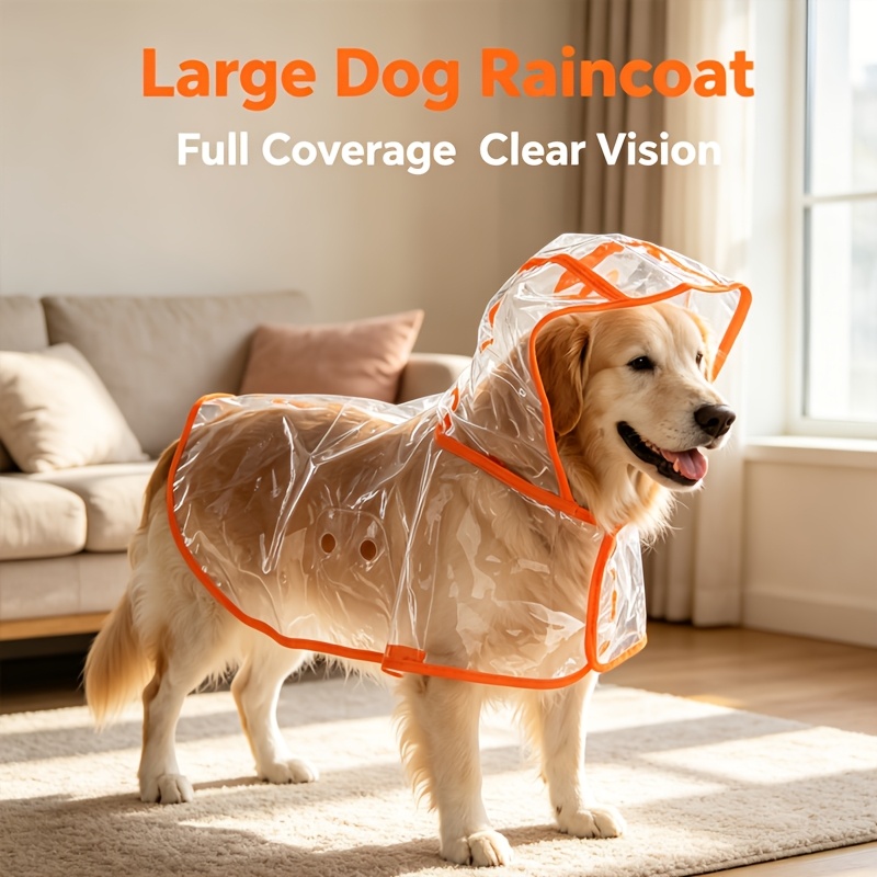 TEMU Dog Raincoat And Cape With Pouch For Tummy Protection | Reflective Night Safety Design | Universal For Corgis, , Golden Retrievers | Pet