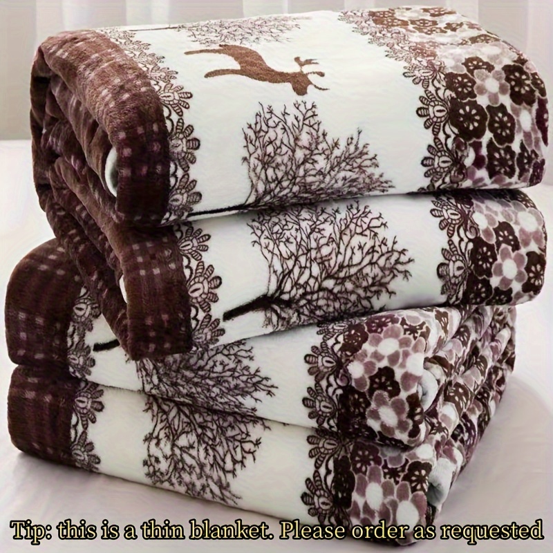 preppy style floral patterned flannel fleece throw blanket   knitted polyester multipurpose blanket for sofa   camping cozy   bedding gift for dorm single double christmas present Product details 3