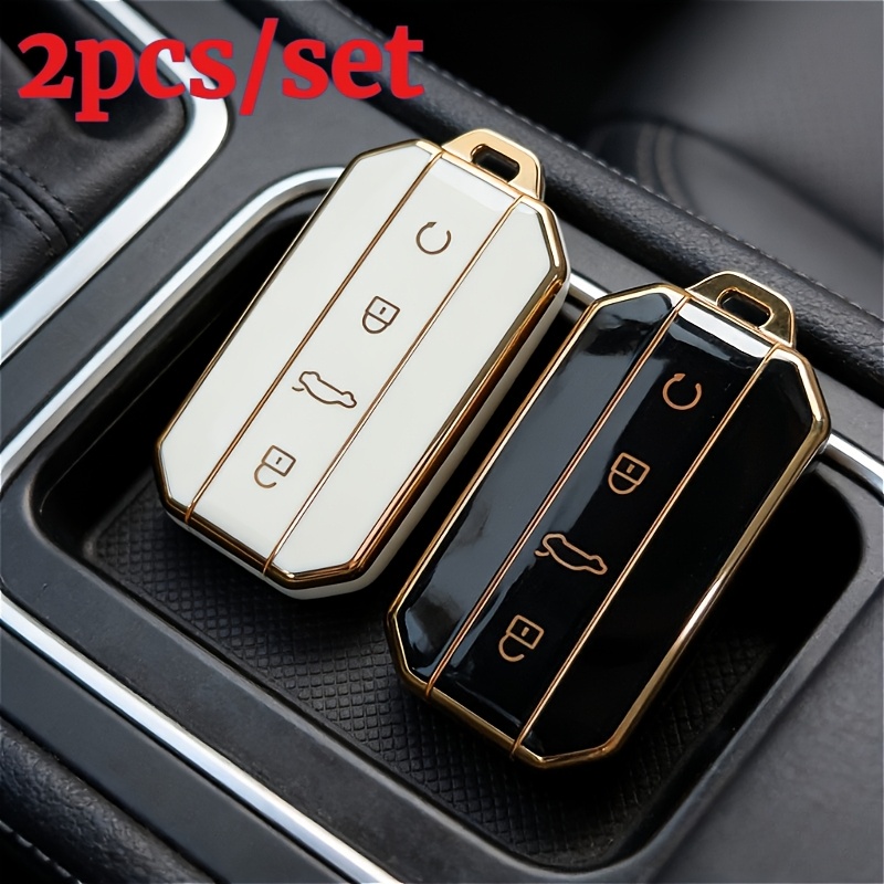 TEMU Set Of 2 Key Fob Covers,flexible Tpu Case For Car Keys, For Chery For 5 Ev 2025 For J5 For J7 Keyless Auto Additions, Scratch-resistant