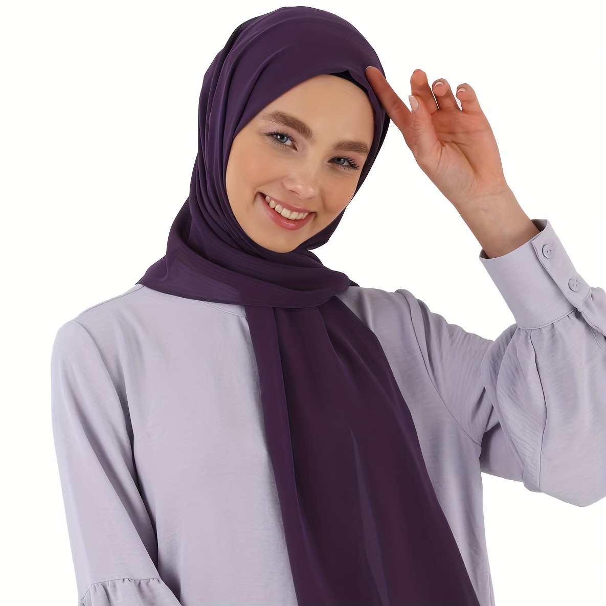 

Classic Polyester Scarf For Women - Breathable Solid Color Chiffon Headscarf With Exquisite Sewing Edge, Inelastic, Decorative Woven For Going Out