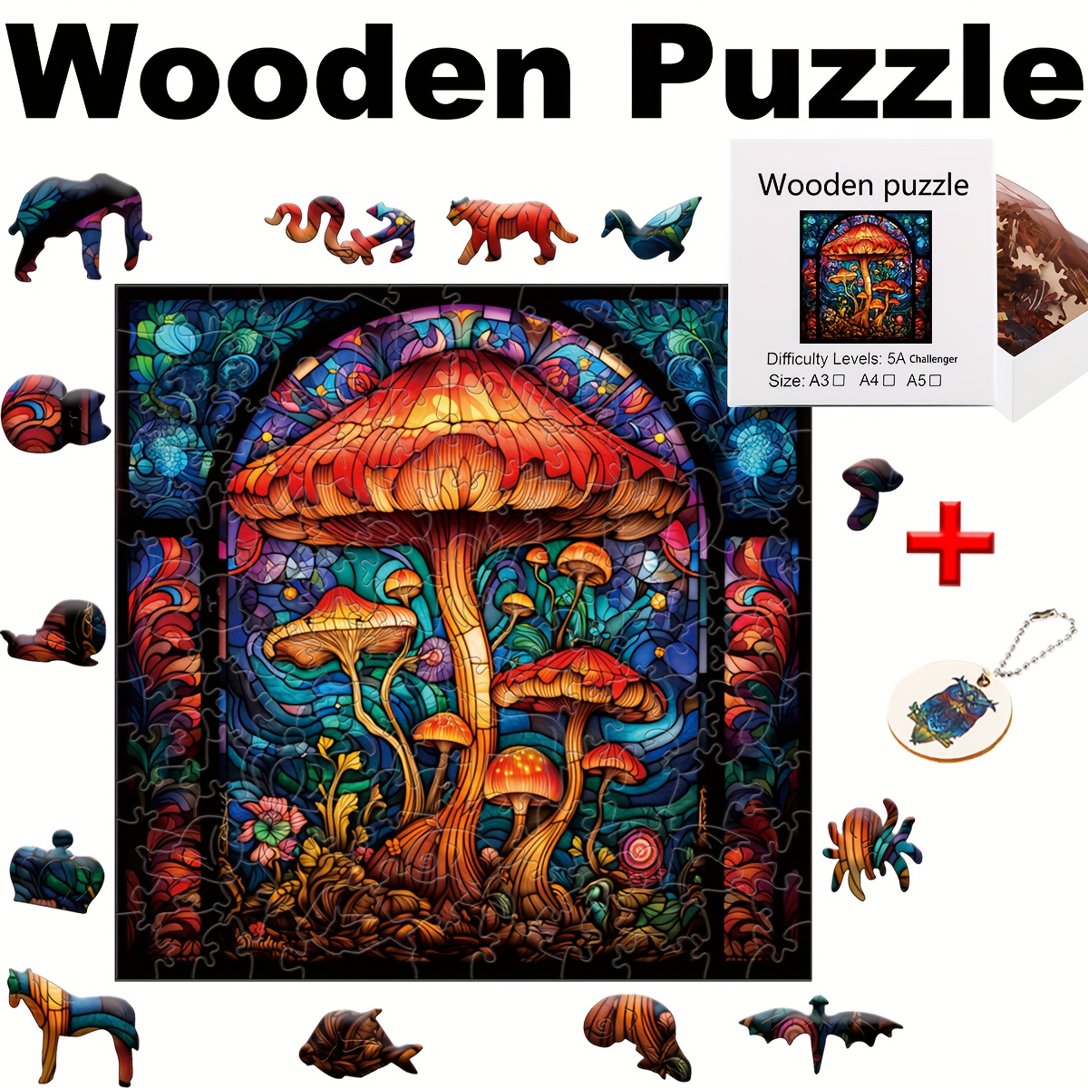 

Mushroom Cross Wooden – Montessori Educational Toy For Adults, Interactive Family Game, 14+ Plywood Artistic Puzzle, Challenging Brain Teaser For Puzzle Enthusiasts
