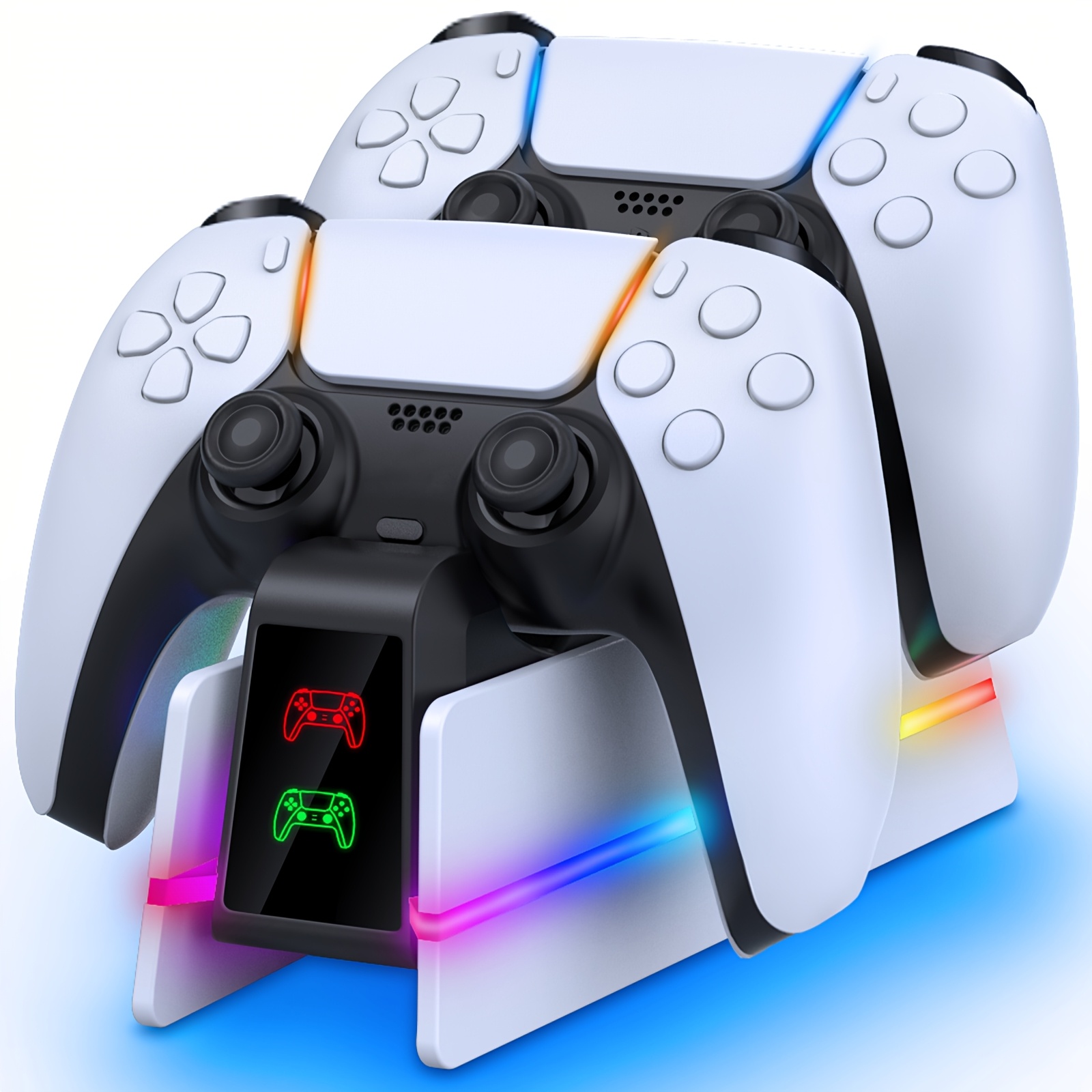 Charging Station For Ps5 Controller/edge Controller, Rgb Charging Stand For Playstation 5/slim/pro Controller, Fast Dual Charging For Wireless Controller, Christmas Gift