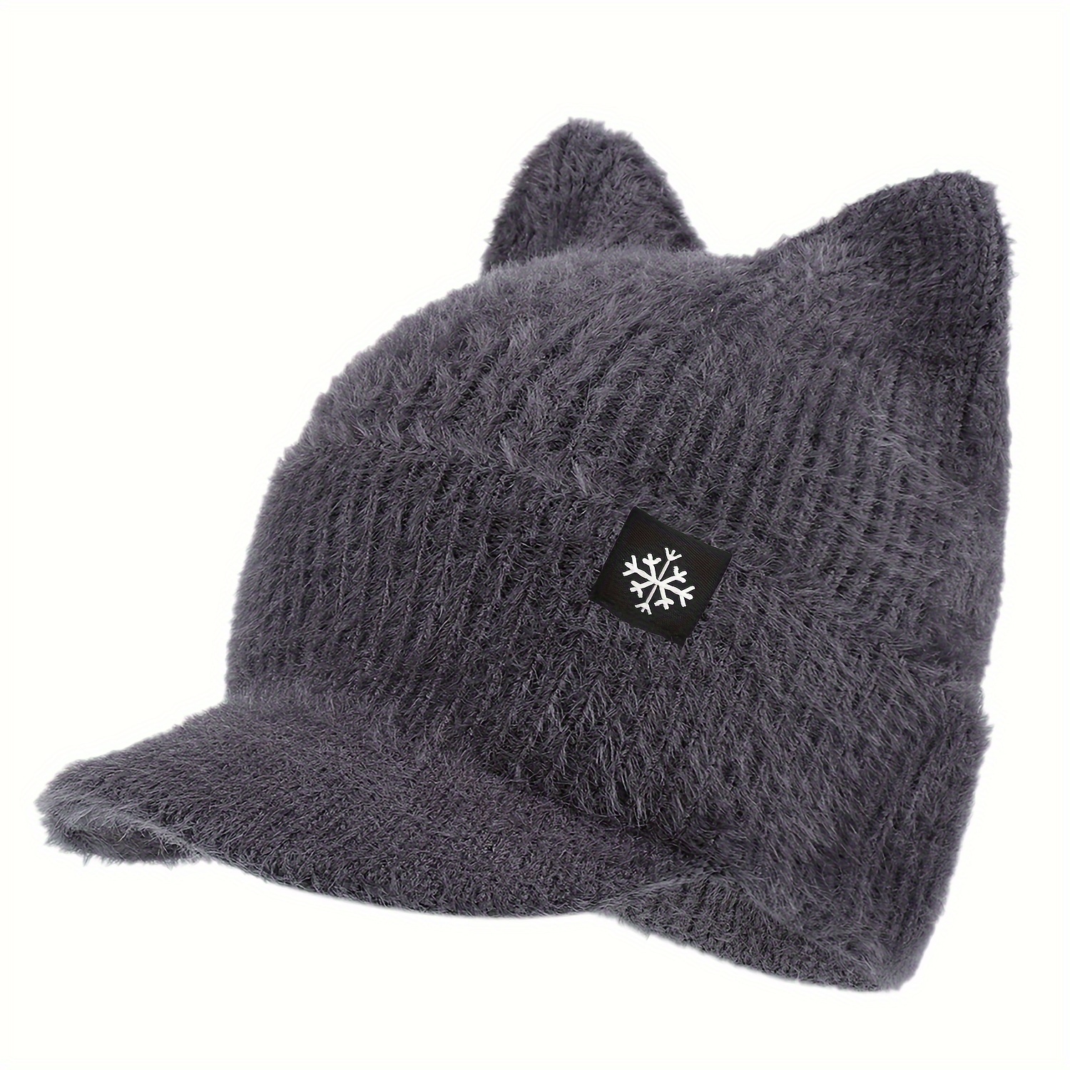 TEMU Winter Warm Brim Knitted Hat Fashion Autumn And Winter Ear Protection Hat Soft And Comfortable Men And Women Warm Duckbill Baseball Cap Knitted
