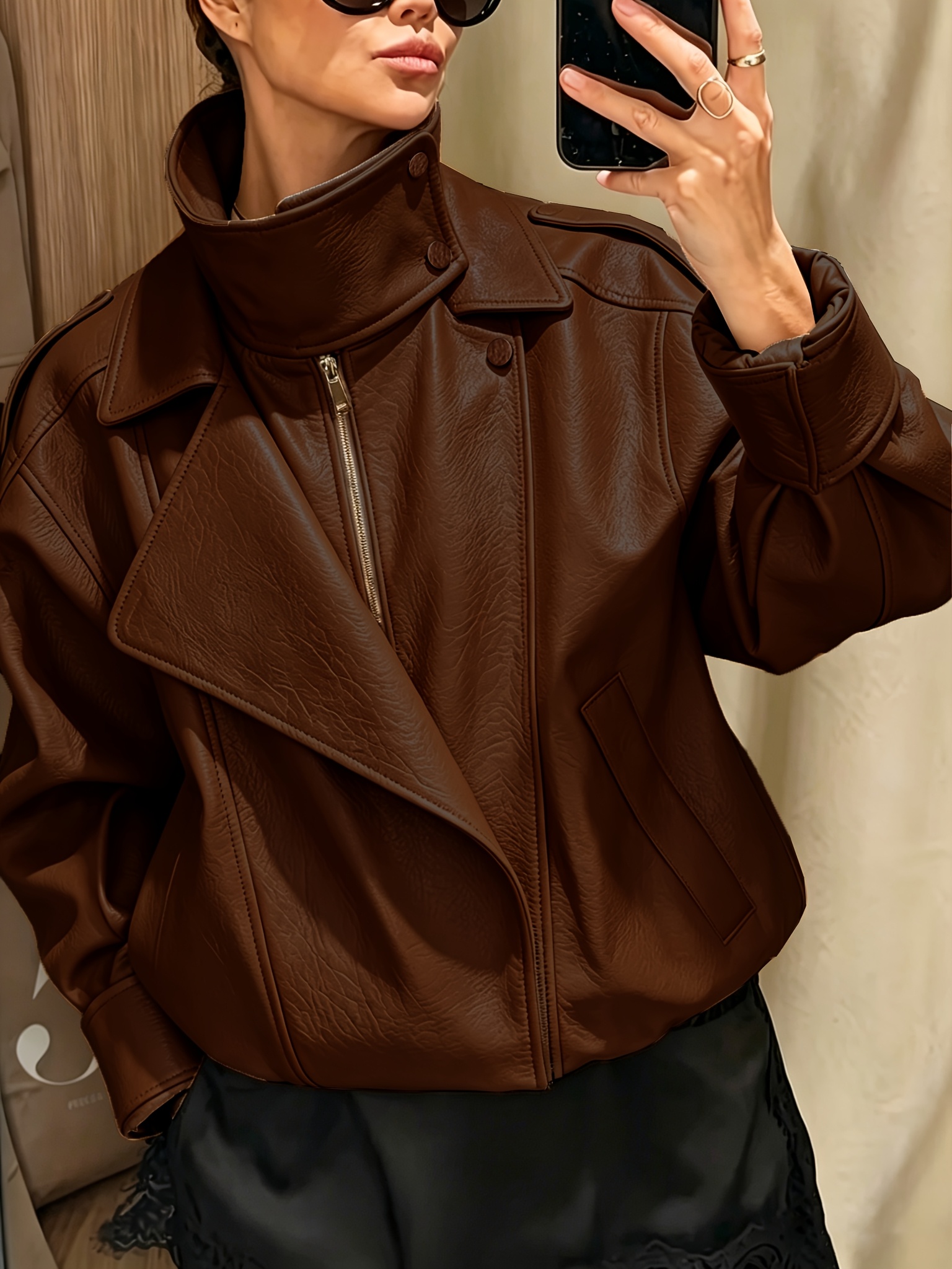 photo de l'article veste américaine rétro oversize, col   avec boutons diagonaux, style tendance et cool toute occasion