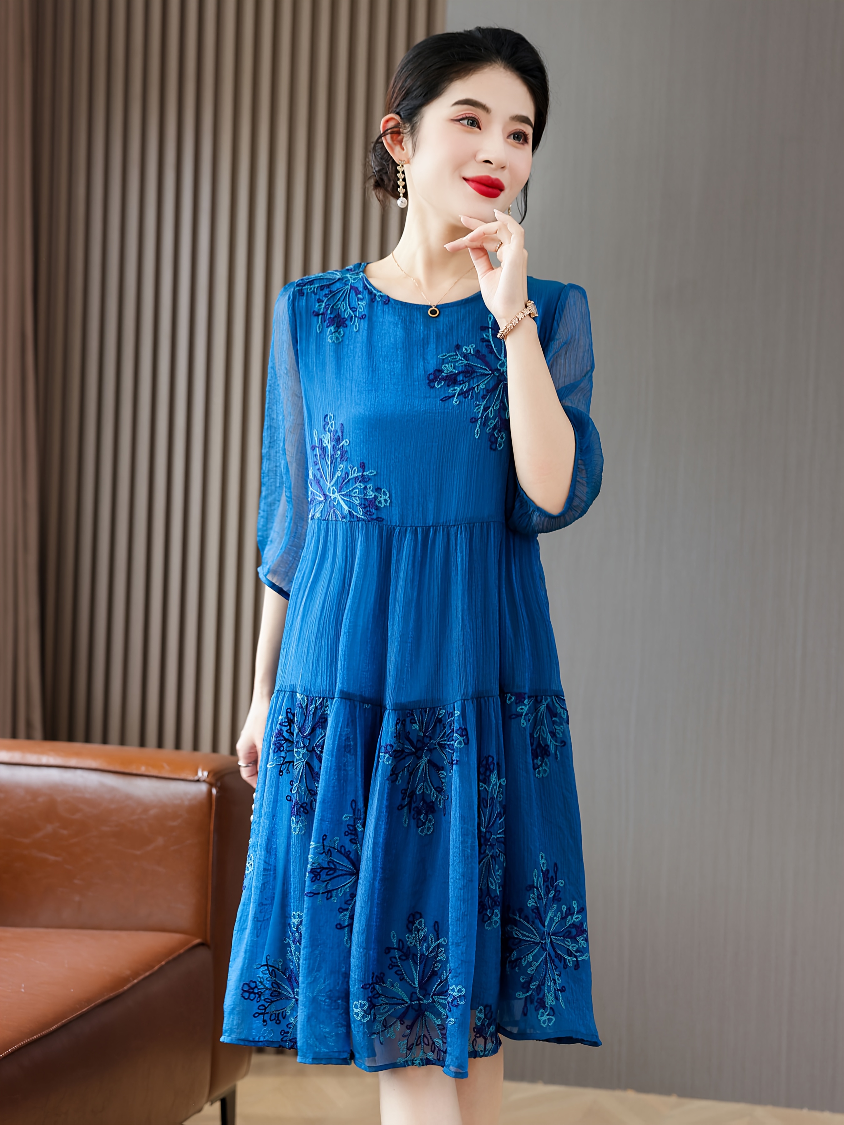 belly blue dress gentle style a high end dress cover Apron belly