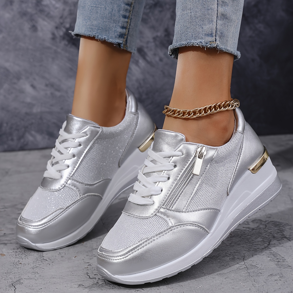 

Fashionable And , Casual Sneakers, Mesh Cloth, Breathable, , Feet, Heightened Women's Shoes