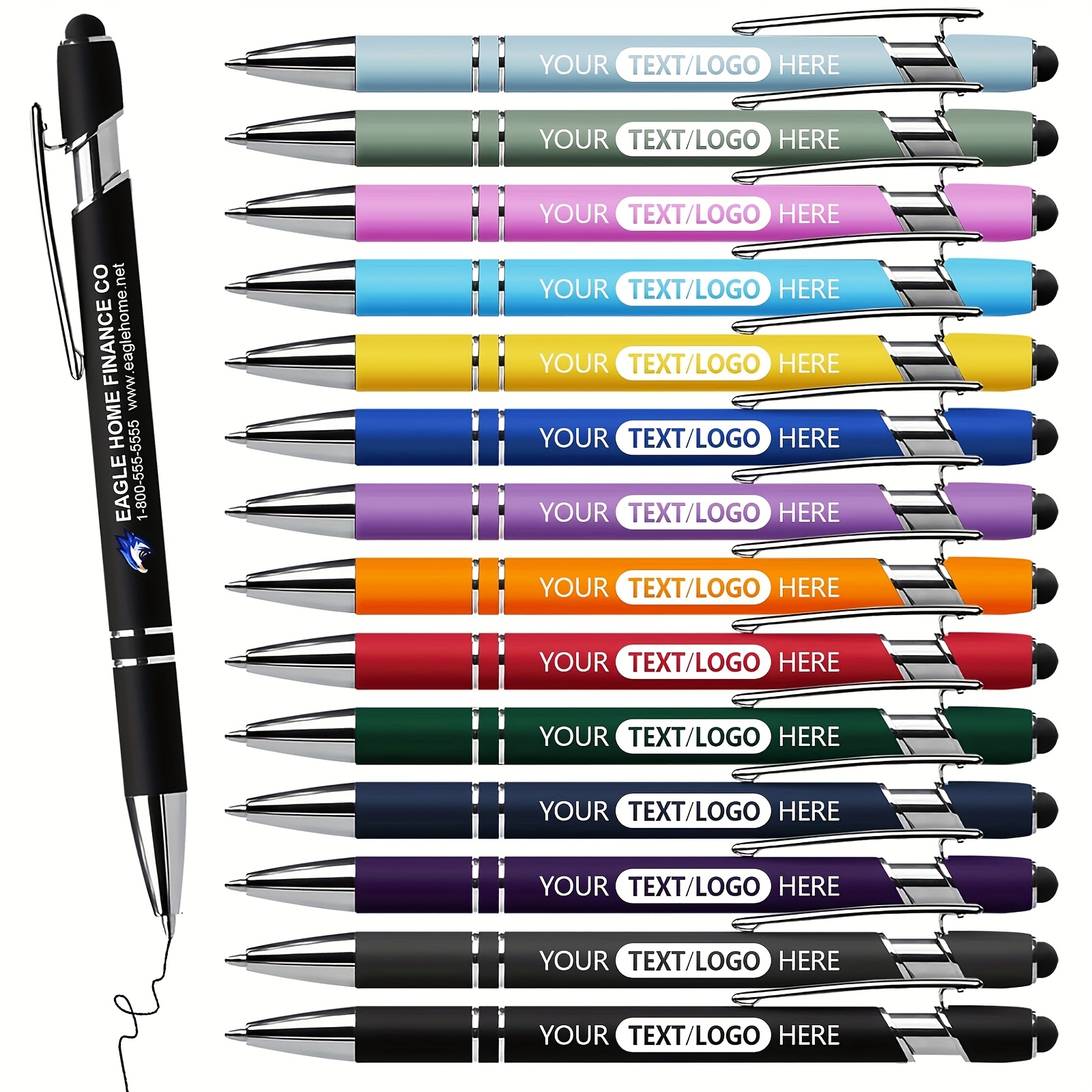 Personalisiertbare Stifte 'The Pearl' - Mit Stylus, Schwarzer Tinte, Metallic-Druck