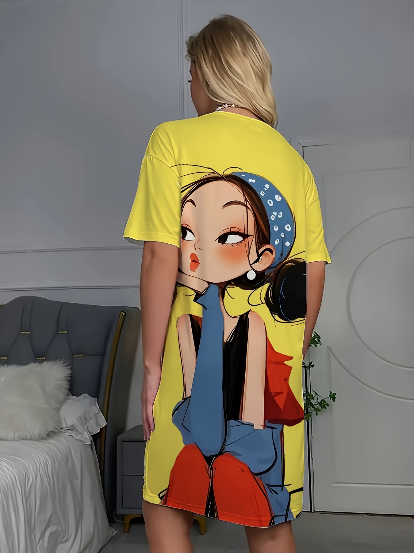 cartoon t shirt dress casual t shirt dress a cartoon design women comfortable