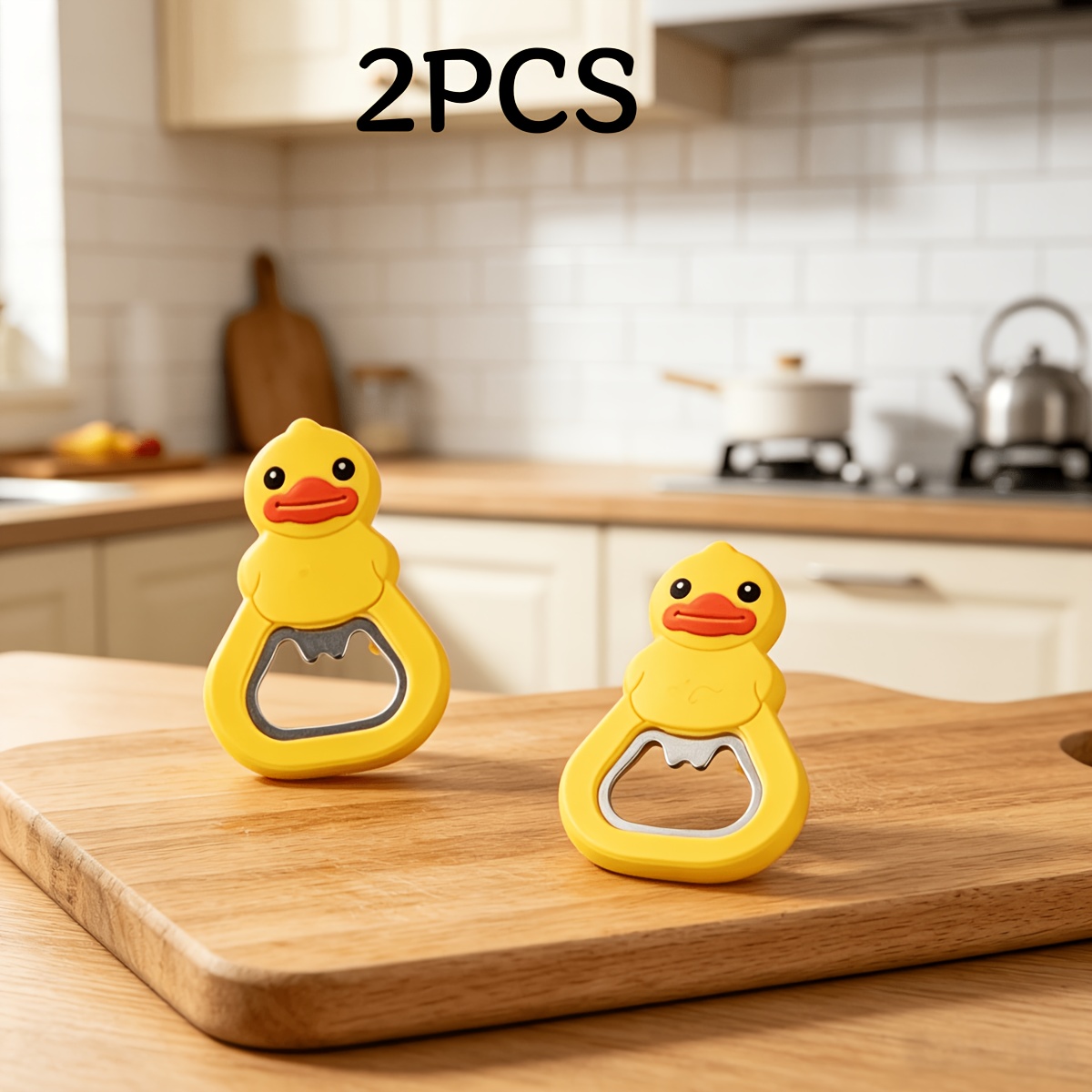TEMU Lot de 2 aimants de réfrigérateur de canard, aimant de frigo en un avec décapsuleur, gadget de cuisine multifonctionnel de canard, aimant de