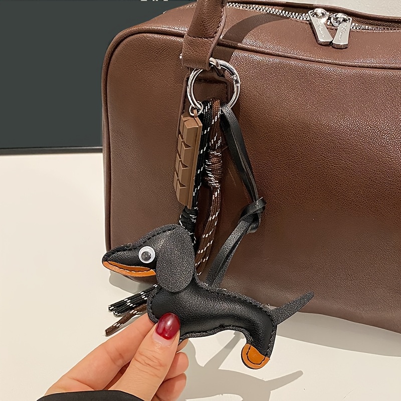 de Bolso de Cuero PU con Perro Salchicha Lindo Accesorio para Mochilas,  Bolsos y Llaves a con Cuerda y Broche Metálico Regalo d