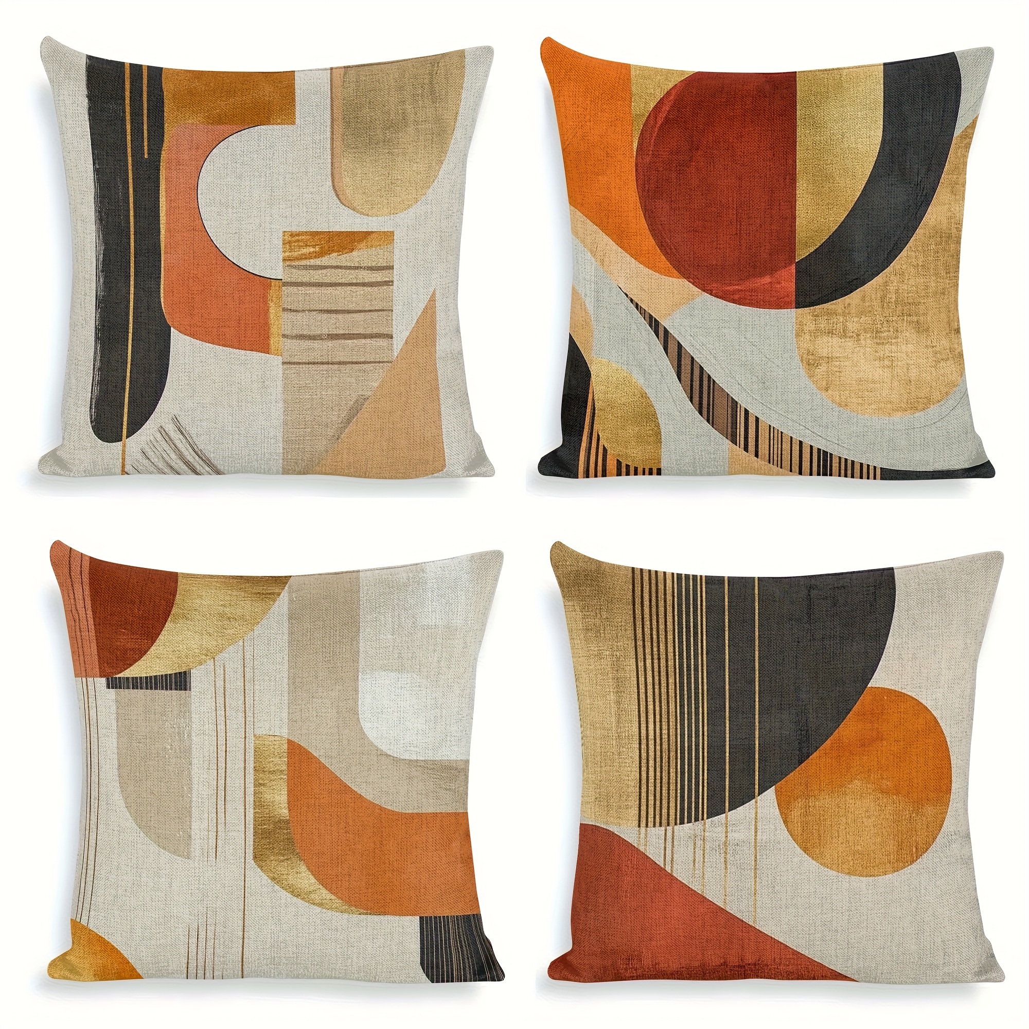 TEMU 4 Housses de Coussin Bohème à Motif Doré, Housses de Coussin Géométriques, Housses de Coussin de , Housses de Coussin Décoratives , Fermeture