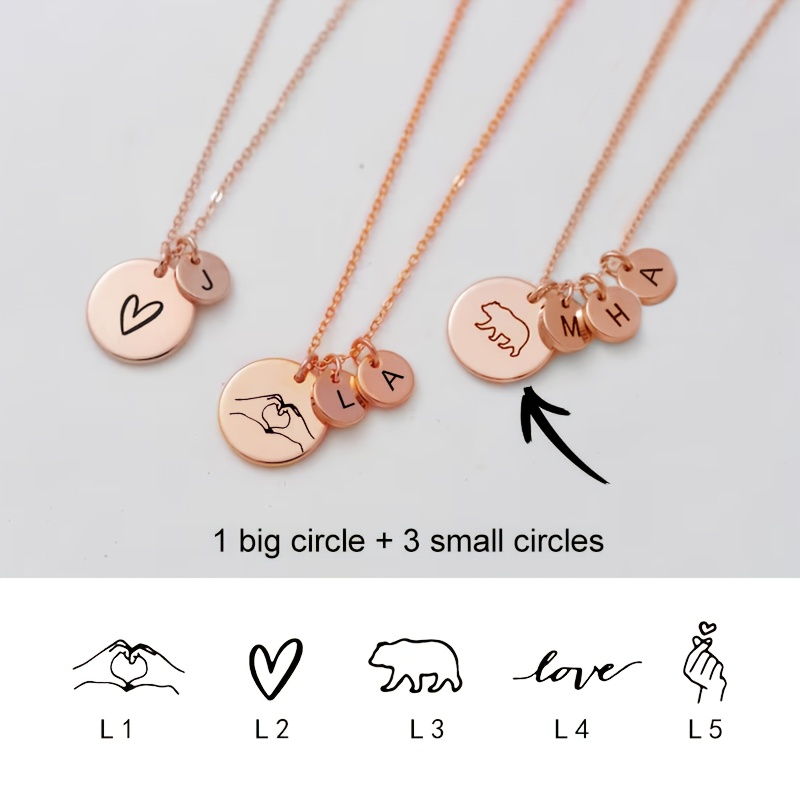 E-shop Personalisiertes Edelstahl Muttertag Halsband, einzigartiges Musterdesign, graviertes Muster und Initialen, Geschenk für Mama/Ehefrau/Oma/Neue