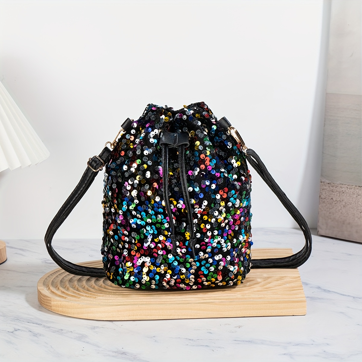 Sequined Shoulder Bag Bucket Bag