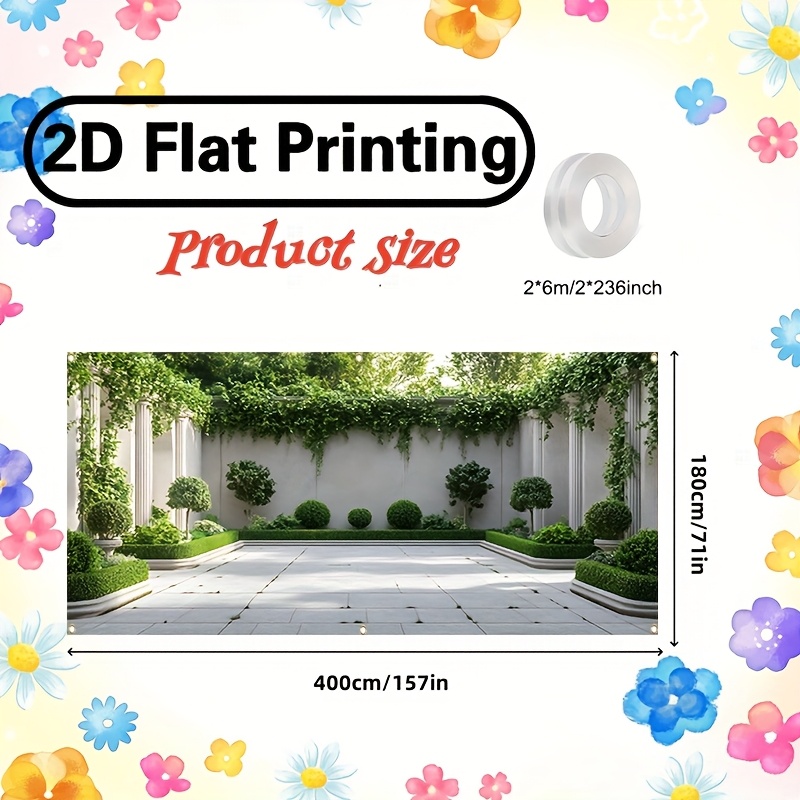 TEMU 2d Flat-banners-1pc 2d Polyester Party Banners-private Garden - Large Garage Door Banners, Garage Decorations, No Electricity Required, Suitable