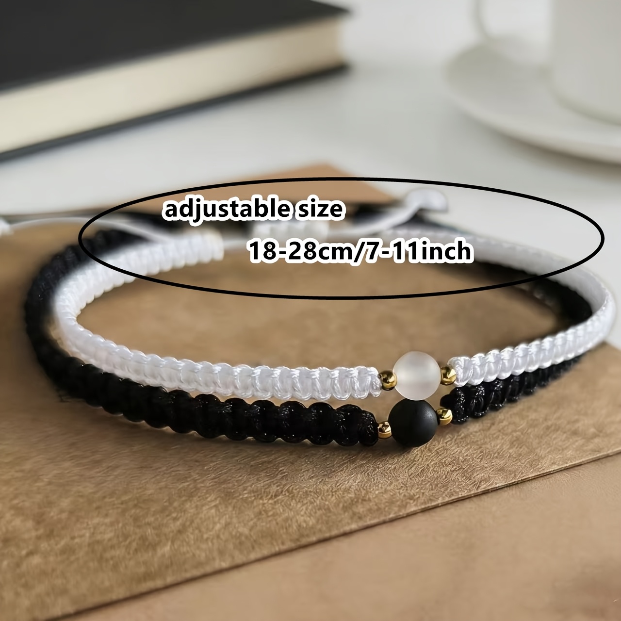 2pcs Braided Bracelets with Matching Beads, Gift Set