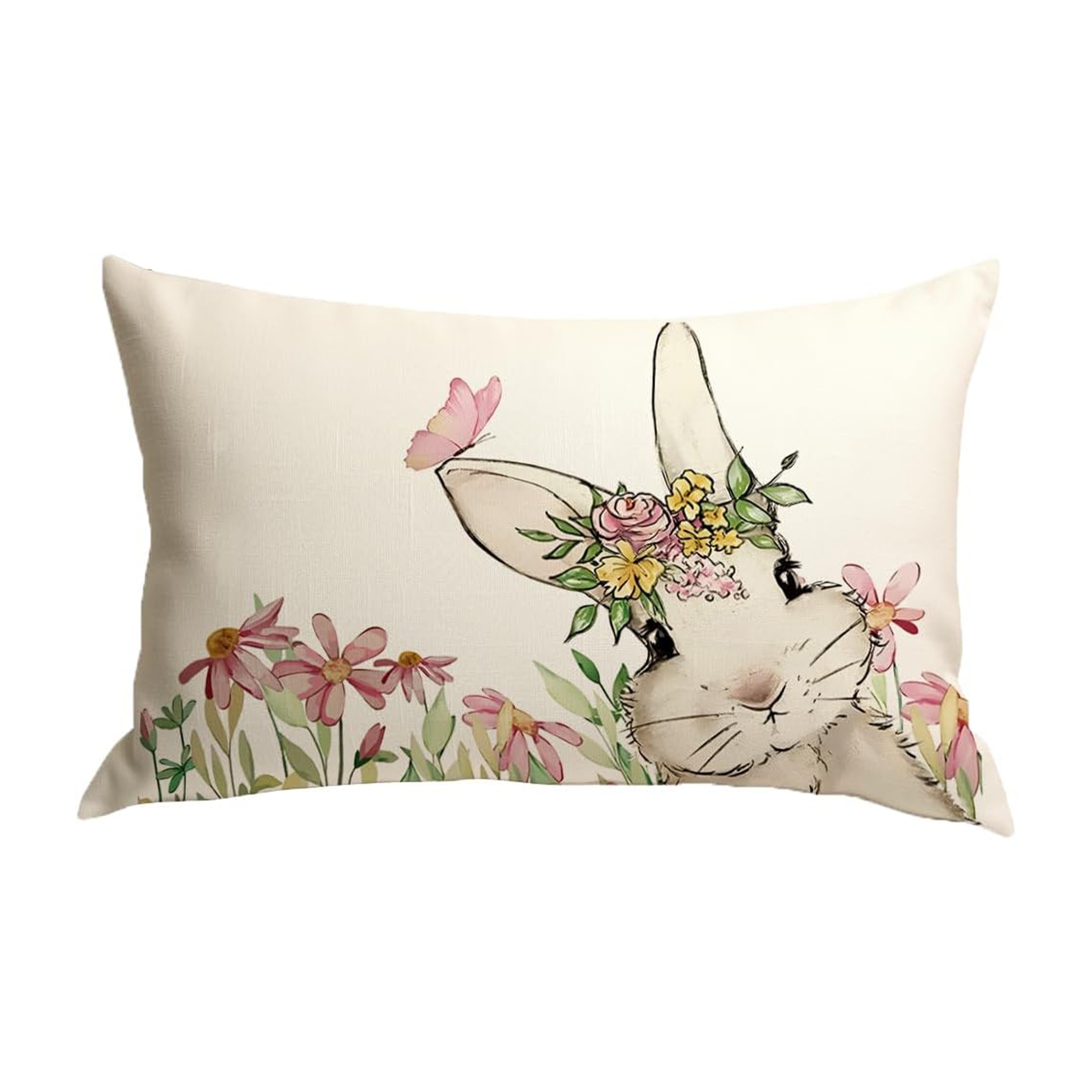 

Easter & Lumbar 12x20 - Rabbit , Zip , Polyester For Sofa Decor ( Not Included)