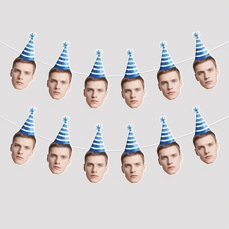6pcs Custom Photo Face Banner with Party Hats