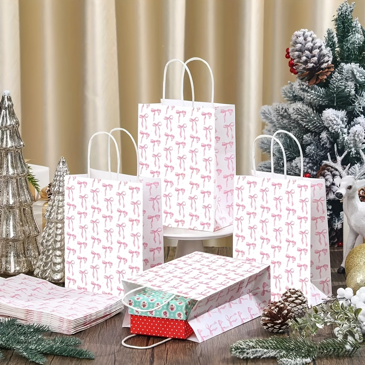 pink birthday christmas gift bags elegant party favor bags Temu