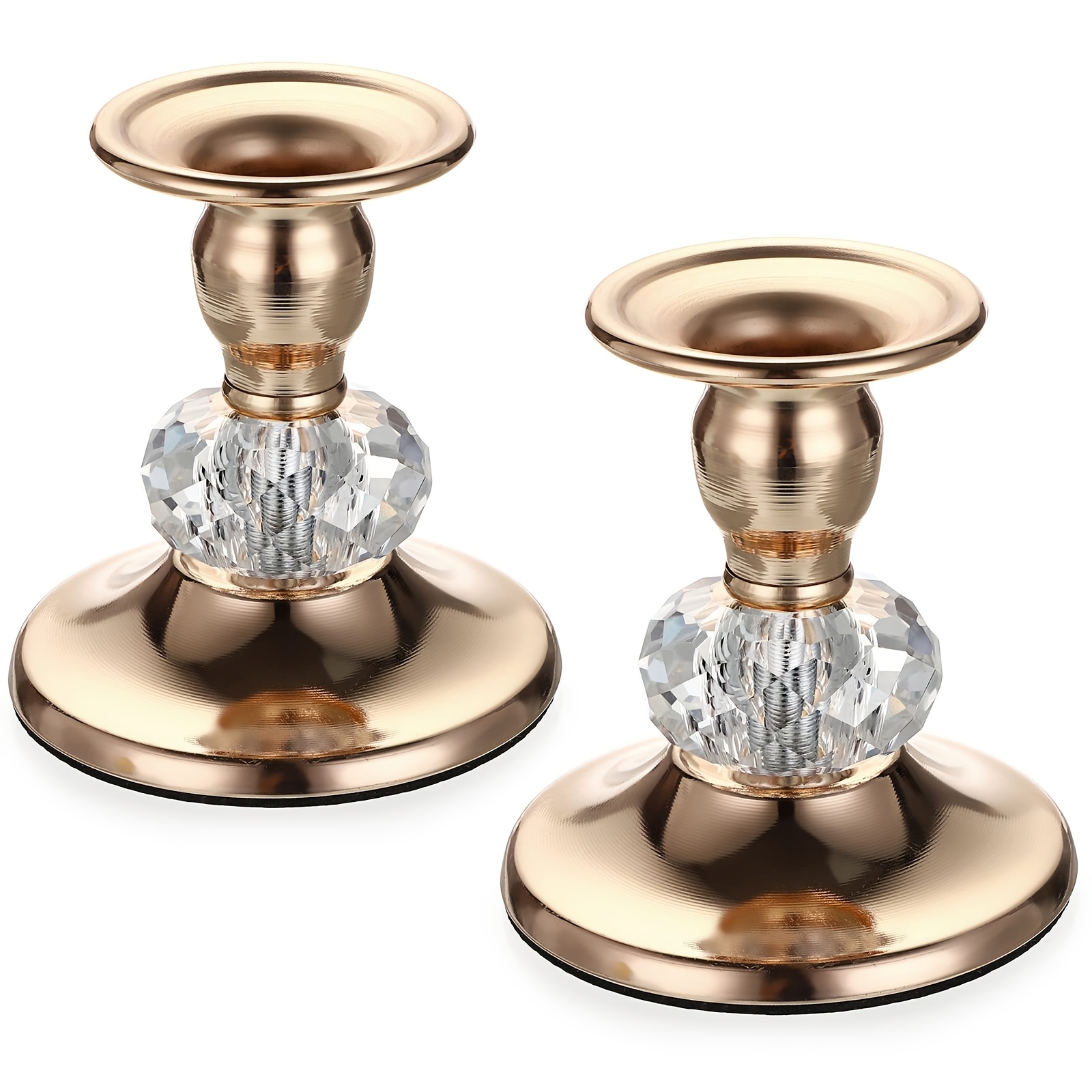 TEMU Set Of 2 Stylish Golden Metal Candle Holders - Classic Taper Candle Stands For Table Settings, Fireplaces, And Wedding Decorations - Ideal For
